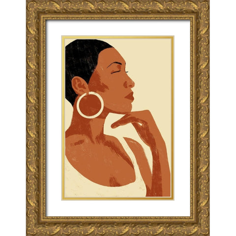 Pondering Princess Gold Ornate Wood Framed Art Print with Double Matting by Prime, Marcus