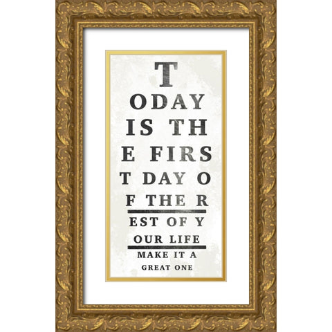 First Great Day 1 Gold Ornate Wood Framed Art Print with Double Matting by Prime, Marcus