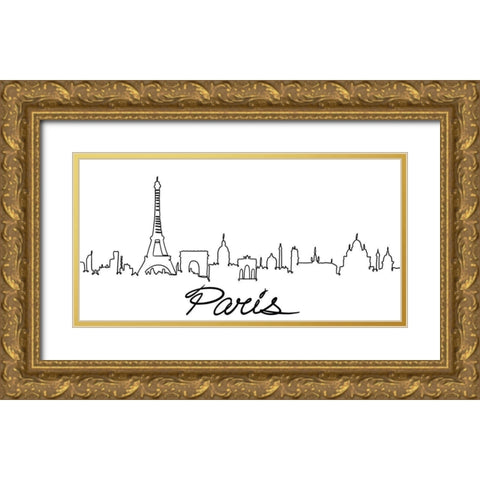 Squiggly Paris 1 Gold Ornate Wood Framed Art Print with Double Matting by Prime, Marcus