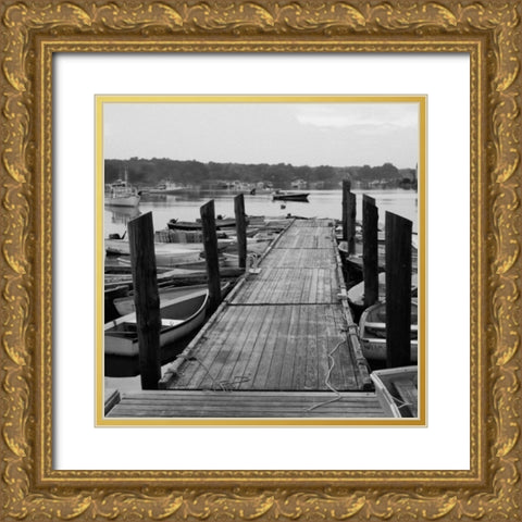 Pier Stroll Gold Ornate Wood Framed Art Print with Double Matting by Prime, Marcus