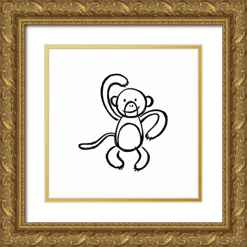 Cheeky Monkey Gold Ornate Wood Framed Art Print with Double Matting by Prime, Marcus