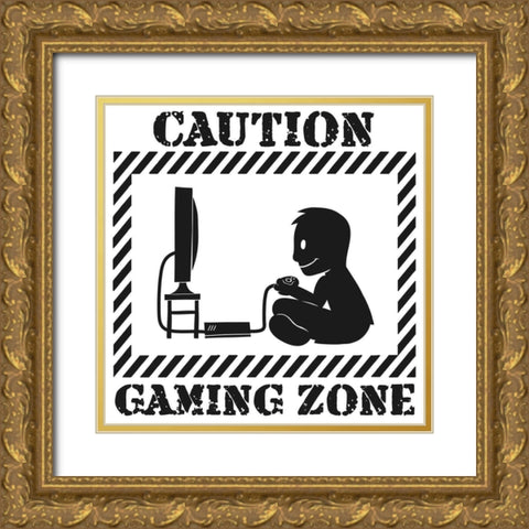 Gaming Zone Gold Ornate Wood Framed Art Print with Double Matting by Prime, Marcus