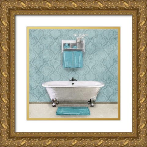 Teal Bath Vibes 1 Gold Ornate Wood Framed Art Print with Double Matting by Prime, Marcus