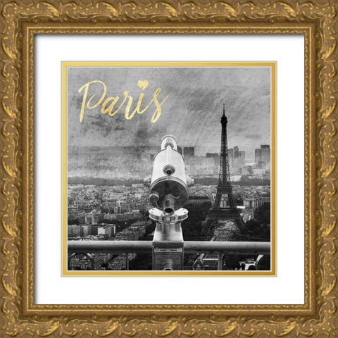 Paris Love 2 Gold Ornate Wood Framed Art Print with Double Matting by Prime, Marcus