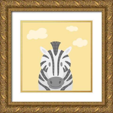 Funky Zebra Gold Ornate Wood Framed Art Print with Double Matting by Prime, Marcus