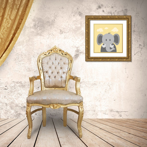 Funky Elephant Gold Ornate Wood Framed Art Print with Double Matting by Prime, Marcus