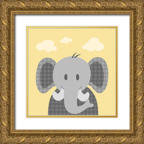 Funky Elephant Gold Ornate Wood Framed Art Print with Double Matting by Prime, Marcus