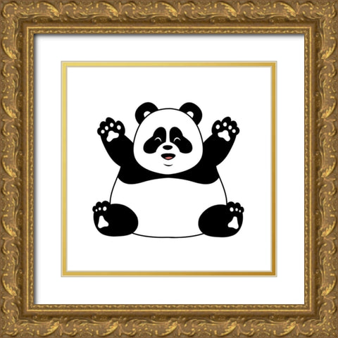 Chubby Panda Gold Ornate Wood Framed Art Print with Double Matting by Prime, Marcus