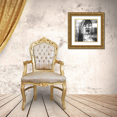 Mademoiselle 4 Gold Ornate Wood Framed Art Print with Double Matting by Prime, Marcus