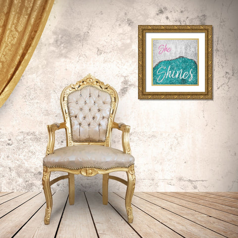 She Shines Gold Ornate Wood Framed Art Print with Double Matting by Prime, Marcus