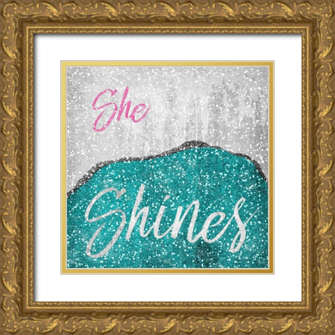 She Shines Gold Ornate Wood Framed Art Print with Double Matting by Prime, Marcus