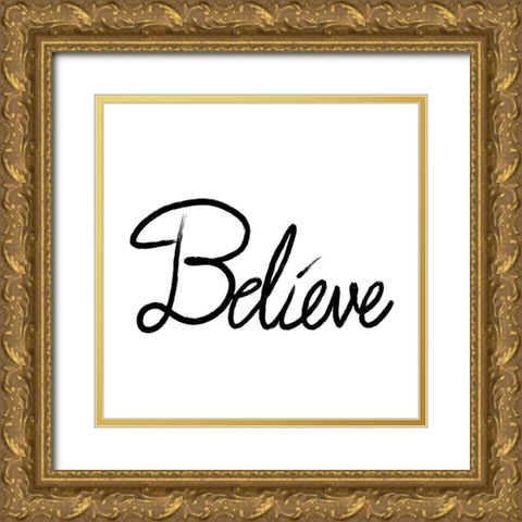 Believe Gold Ornate Wood Framed Art Print with Double Matting by Prime, Marcus