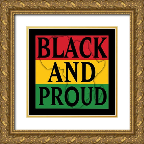 Black and Proud 1 Gold Ornate Wood Framed Art Print with Double Matting by Prime, Marcus