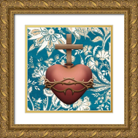 Sacred Heart Gold Ornate Wood Framed Art Print with Double Matting by Prime, Marcus