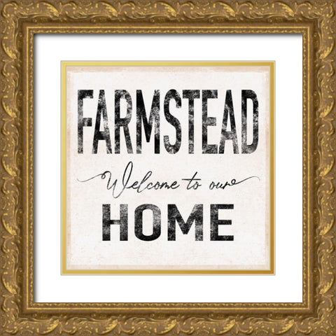 Farmstead Home Gold Ornate Wood Framed Art Print with Double Matting by Prime, Marcus