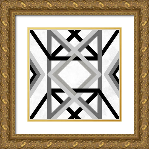 Monochromatic Textile Gold Ornate Wood Framed Art Print with Double Matting by Prime, Marcus