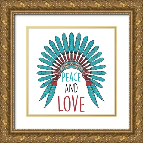 Peace And Love Gold Ornate Wood Framed Art Print with Double Matting by Prime, Marcus