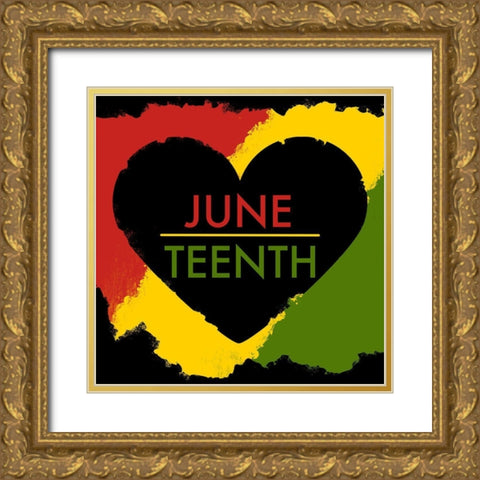 Juneteenth Heart Gold Ornate Wood Framed Art Print with Double Matting by Prime, Marcus