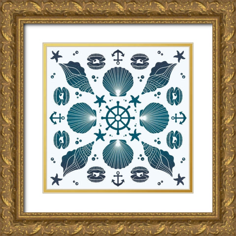 Coastal Gathering Gold Ornate Wood Framed Art Print with Double Matting by Prime, Marcus