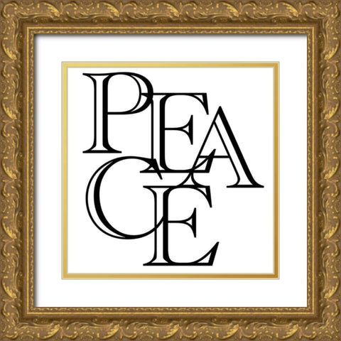 Peace Collage Gold Ornate Wood Framed Art Print with Double Matting by Prime, Marcus