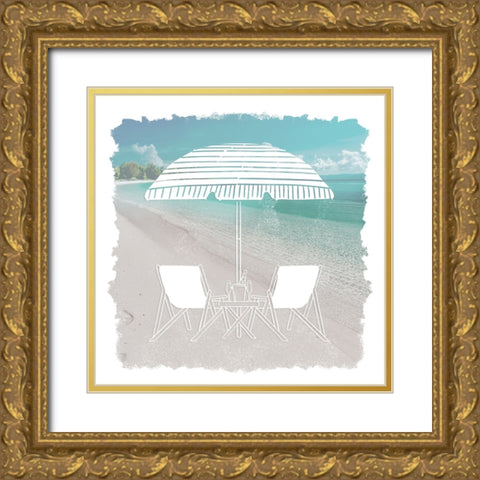Beach Lounging Gold Ornate Wood Framed Art Print with Double Matting by Prime, Marcus