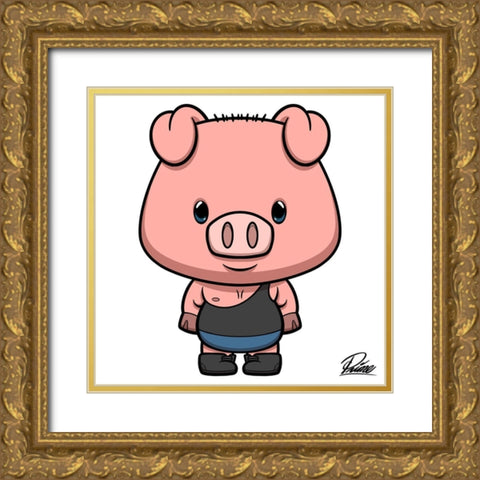 Preston Pig Gold Ornate Wood Framed Art Print with Double Matting by Prime, Marcus