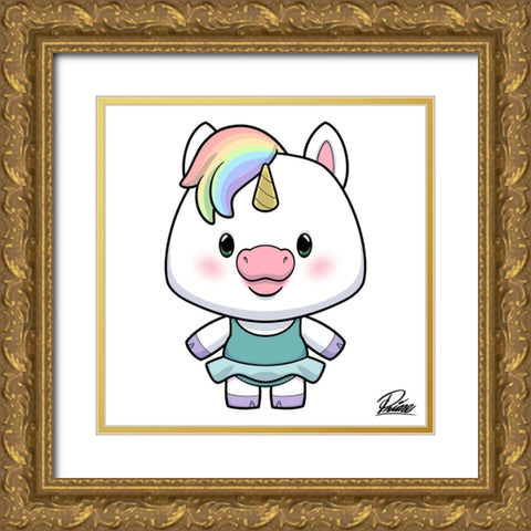Zoe Unicorn Gold Ornate Wood Framed Art Print with Double Matting by Prime, Marcus