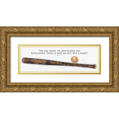 Baseball On Excellence Gold Ornate Wood Framed Art Print with Double Matting by Miller, Savannah