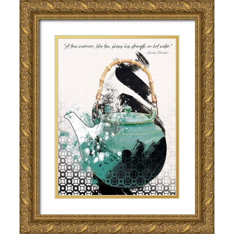 Teal Tea 4 Gold Ornate Wood Framed Art Print with Double Matting by Miller, Savannah