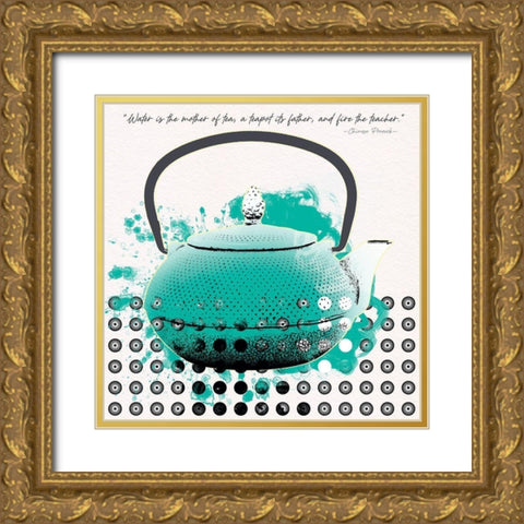 Teal Tea 2 Gold Ornate Wood Framed Art Print with Double Matting by Miller, Savannah