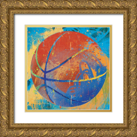 Basketball Gold Ornate Wood Framed Art Print with Double Matting by Miller, Savannah