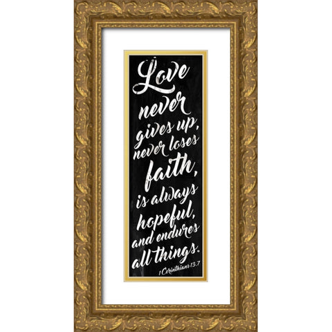 Love Never Black Gold Ornate Wood Framed Art Print with Double Matting by Villa, Mlli