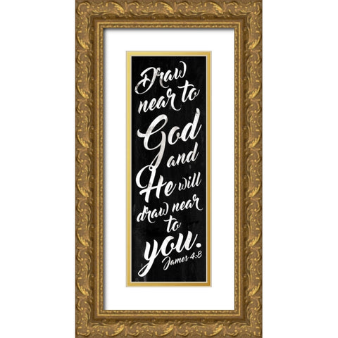 Draw Near Black Gold Ornate Wood Framed Art Print with Double Matting by Villa, Mlli