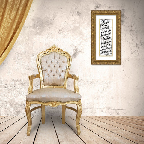 Love Never White Gold Ornate Wood Framed Art Print with Double Matting by Villa, Mlli