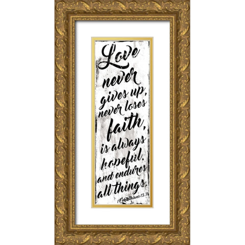 Love Never White Gold Ornate Wood Framed Art Print with Double Matting by Villa, Mlli