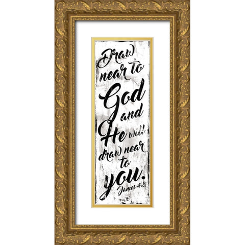 Draw Near White Gold Ornate Wood Framed Art Print with Double Matting by Villa, Mlli
