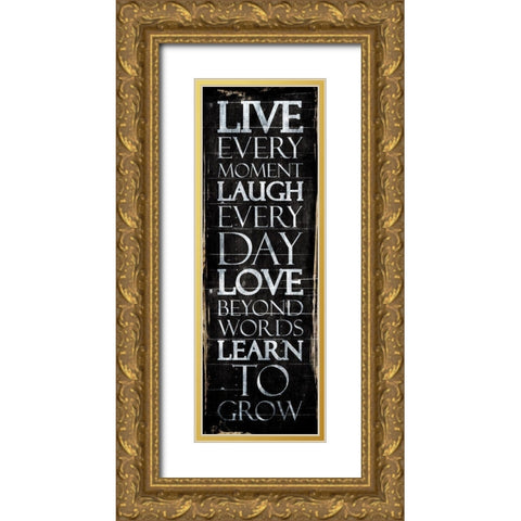 Live Laugh Love Learn Gold Ornate Wood Framed Art Print with Double Matting by Villa, Mlli
