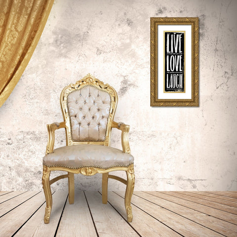 Live Love Laugh Gold Ornate Wood Framed Art Print with Double Matting by Villa, Mlli