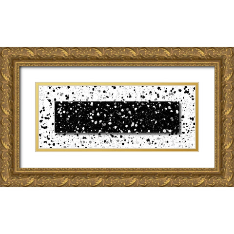 Black White Speckles Gold Ornate Wood Framed Art Print with Double Matting by Villa, Mlli
