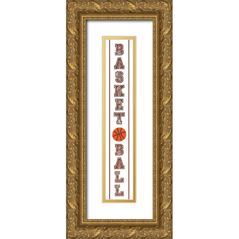 Basketball Banner Gold Ornate Wood Framed Art Print with Double Matting by Villa, Mlli