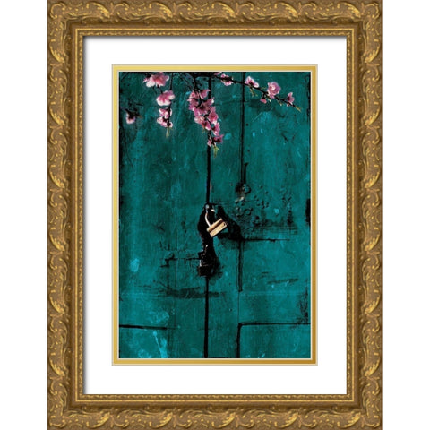 Door And Flowers Gold Ornate Wood Framed Art Print with Double Matting by Villa, Mlli