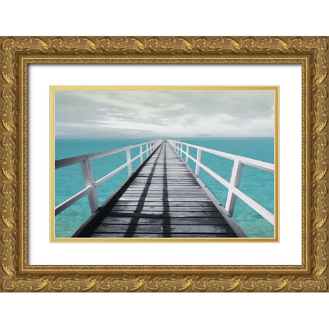 Dock out Gold Ornate Wood Framed Art Print with Double Matting by Villa, Mlli