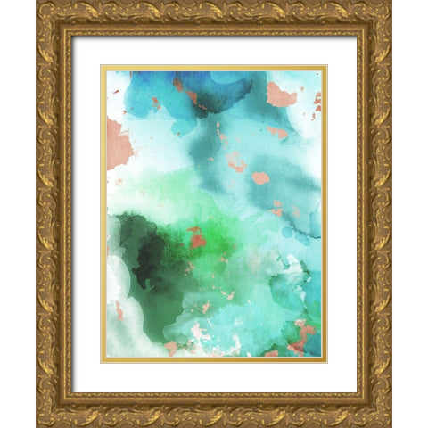 Abstract Watercolors Gold Ornate Wood Framed Art Print with Double Matting by Villa, Mlli