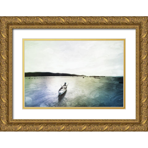 Fell Out To Sea Gold Ornate Wood Framed Art Print with Double Matting by Villa, Mlli