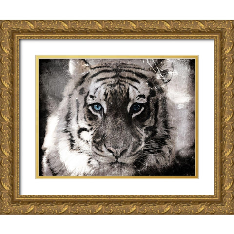 Tiger Look Gold Ornate Wood Framed Art Print with Double Matting by Villa, Mlli