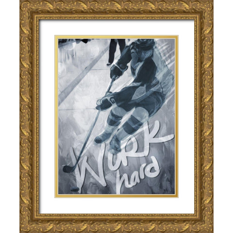 Work Hard Gold Ornate Wood Framed Art Print with Double Matting by Villa, Mlli
