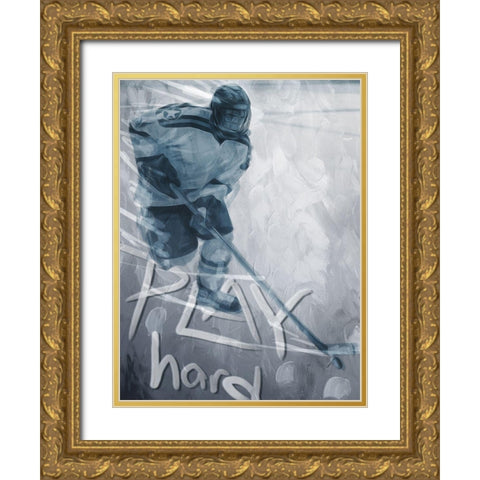 Play Hard Gold Ornate Wood Framed Art Print with Double Matting by Villa, Mlli