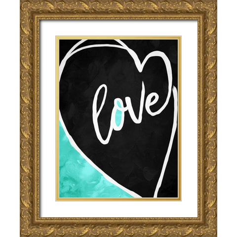Love Heart Gold Ornate Wood Framed Art Print with Double Matting by Villa, Mlli
