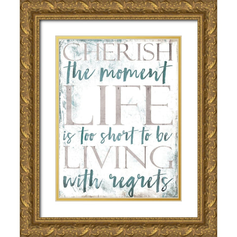 Cherish Life Gold Ornate Wood Framed Art Print with Double Matting by Villa, Mlli
