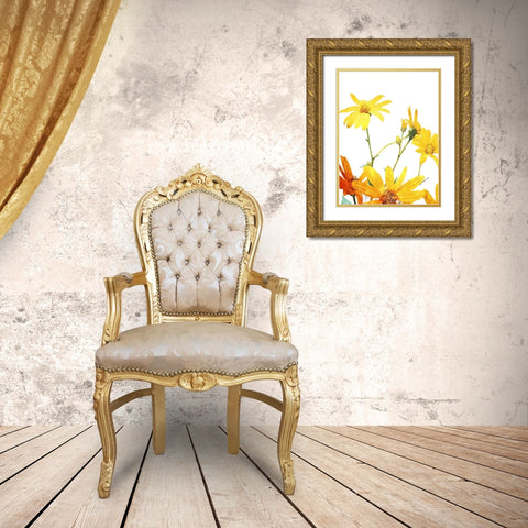 Vibrant Flowers Gold Ornate Wood Framed Art Print with Double Matting by Villa, Mlli